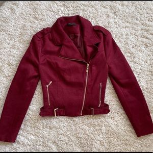 Burgundy Suede Moto Jacket